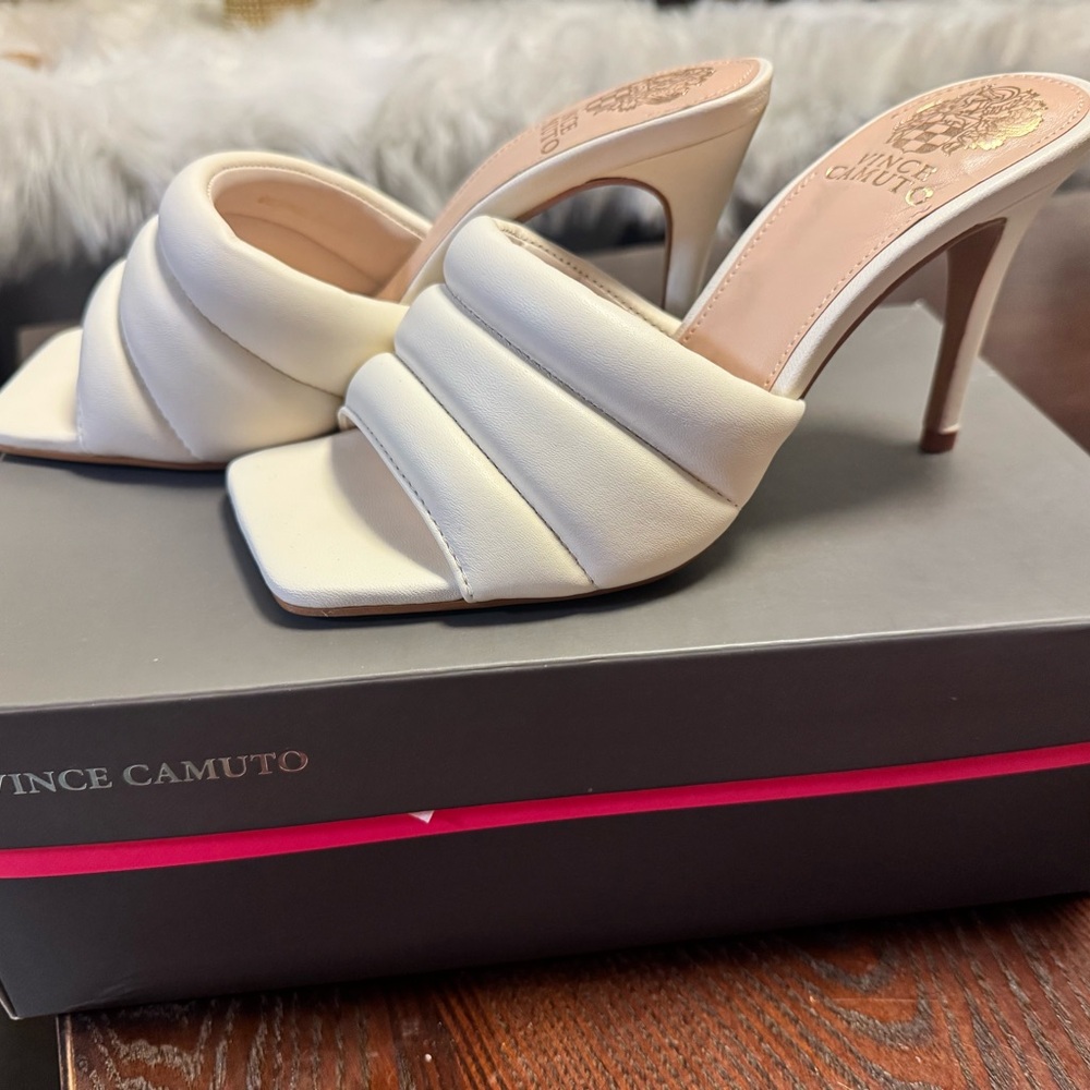 Vince Camuto Ivory Quilted Heels